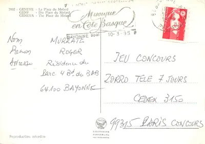 Square du Molard in Geneva — market and café — edition Jaeger & Cie — Back