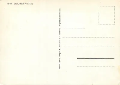 Glion, Hotel Primavera — widok budynku i ogrodu — Édition Léman & Laubscher S.A. Montreux — Rewers