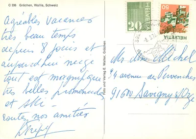 Grächen VS — Piekliwy obrazek z zimowej góry i stacji narciarskiej — Foto Walter E. Walter — Rewers
