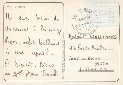 Grimentz Bendolla — zimowy widok z lotu ptaka — Wydawnictwo Perruchet S.A. — Rewers