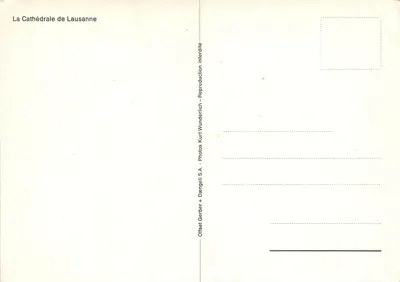 Katedra w Lausannie — widok wieży i dzwonnicy — Offset Gerber + Dangelli S.A. — Rewers