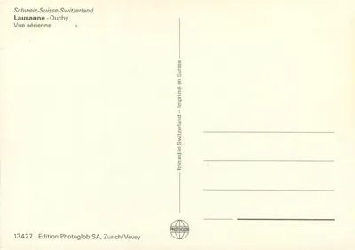 Lausanne - Ouchy — Widok z powietrza — Wydawnictwo Photoglob SA, Zurich/Vevey, nr 13427 — Rewers