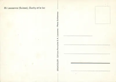 Ouchy — Jezioro Leman — Wydawca ERSACOLOR S.A. Lausanne, nr 33 — Rewers