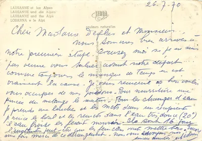 Lausana y las Alpes — Editor Lindo Color, n°8292 — Reverso