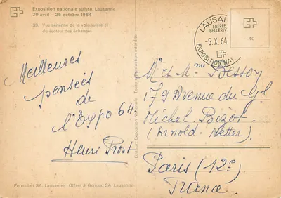 Narodowa wystawa szwajcarska, Lausanne — Widok z lotu nad sektorem wymiany — Perrochet SA, Lausanne, nr 39 — Rewers