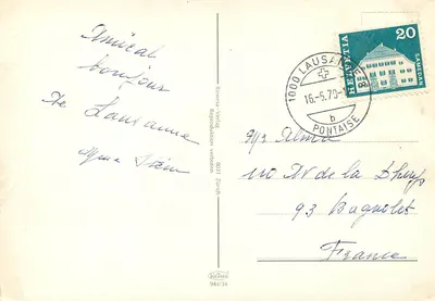 Ouchy-Lausanne — Lembrete — Krüger 944/34 — Verso