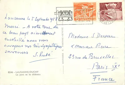 Lausanne-Ouchy — Port i zamek — Éditions C. Eartou-Geneve, nr 8246 — Rewers