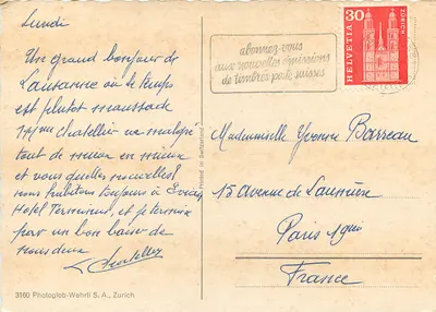 Lausanne-Ouchy — widok panoramiczny i port — 3160 Photoglob-Wehrli S.A., Zurych — Rewers
