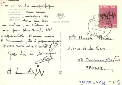 Lausanne-Ouchy — Plac z kwiatami — BOVEY & Cie, Genewa, nr 8233 — Rewers