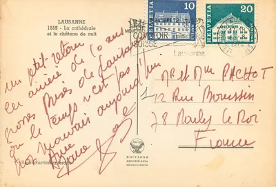 Lausanne — Katedra i zamek w nocy — Wydawnictwo Jaeger & Cie — Rewers