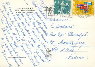 Lausanne — Place Chauderon et Rue des Terreaux — Éditions Aeger Genève — Rewers