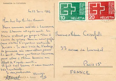 Lausanne. Katedra — widok panoramiczny — wydawca Pierre Monnerat S.A., Zurych — Rewers
