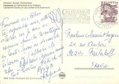 Lausanne — Katedra i jezioro Leman — Wydawnictwo Photoglob SA, Zurych/Vevey — Rewers