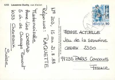 Lausanne-Ouchy, widok z lotu ptaka — Wydawnictwo Perrochet S.A. nr 6266 — Rewers