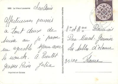 Il Vecchio Losanna — editore PERROCHET, n° 5893 — Verso