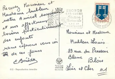 Lausana — vista panorâmica com rosas — Éditions Jaeger Genève — Verso