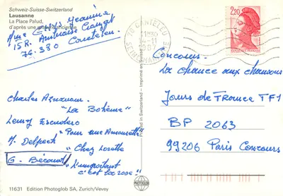 Place Palud — Lausanne — Edição Photoglob SA, Zurique/Vevey — Verso