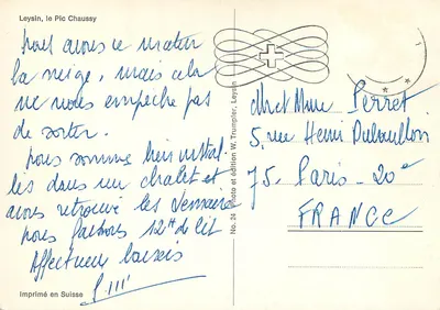 Leysin, Pic Chaussy — widok z nartami — wydawnictwo W. Trumpler, nr 24 — Rewers