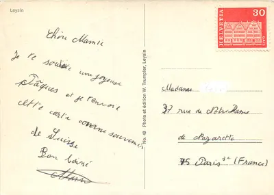 Vila nevada em Leysin — Foto e edição W. Trumpler, Leysin, No. 48 — Verso