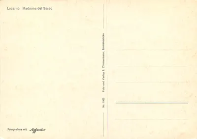 Locarno - Madonna del Sasso — editore E. Zimmermann, Emmenbrücke, n° 1500 — Verso