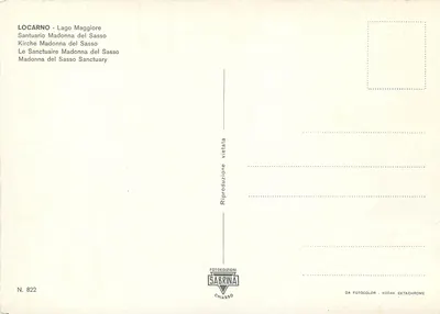 Locarno - Lago Maggiore — Santuário Nossa Senhora do Sasso — editor Sabrina, n° 822 — Verso