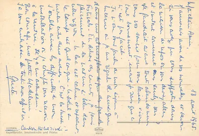 Luzern — Pont da Capela, Igreja dos Jesuítas e Pilatus — editor Krüger, n° 950/18 — Verso