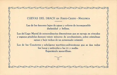 Cuevas del Drach - Mallorca — «Baño de la Reina Victoria» — Verso
