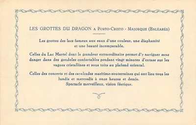 Cuevas del Drach - Majorka — « Święty obserwator » — wydawca nie widoczny — Rewers
