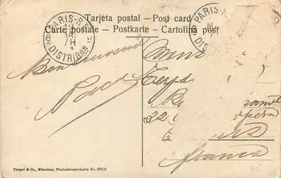 Madrid. Bolsa de Comercio — Purger & Co., München, Photochromiekarte No. 2819 — Verso