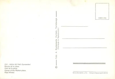 Vega de Pas (Santander) — Kąt placu — Garcia Garrabella y Cía, nr 231 — Rewers