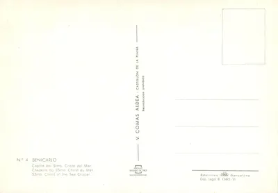 Capilla del SSmo Cristo del Mar — Benicarlo — Ediciones Fisco, Barcelona — Verso