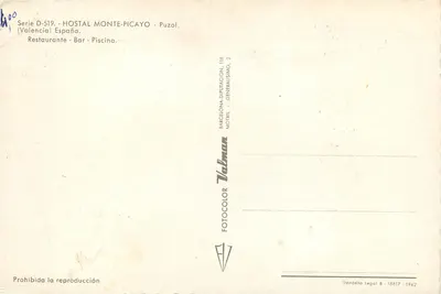 Hostal Monte-Picayo — Puzol, Walencja — wydawca Valman — Rewers
