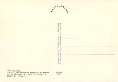 Baskische regio — De Spaanse douaniers in dienst op de Bidassoa — Uitgave LAVIELLE (S.O.P.E.A.) — Achterkant