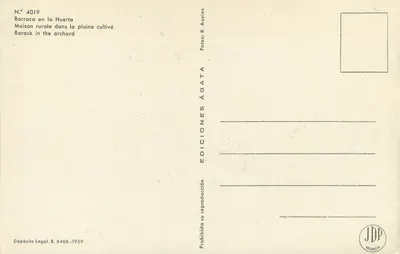 Barraca na Huerta — Casa rural na planície cultivada — Éditions Ágata, n° 4019 — Verso