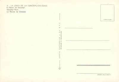 O Rocha de Gibraltar – vista da linha da Concepción (Cádiz) – Garcia Garrabella & Cie. S.R.C. — Verso