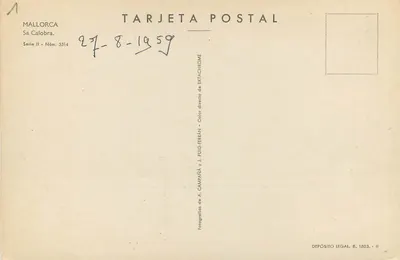 Sa Calobra — Maiorca — Editor A. Campañá y J. Puig-Ferrán, N° 3314 — Verso
