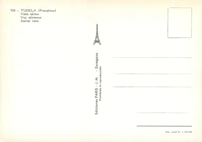 Tudela — vista aérea — Éditions J.M. Zaragoza — Verso