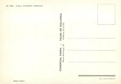 Cala Figuera — widok portu z łodziami — Comercial de Mallorca, n° 1004 — Rewers