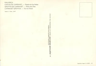 Cuevas de Campanet — Paleis van de Fées — Uitgever Campana-Puig-Ferrán, serie II n° 3419 — Achterkant