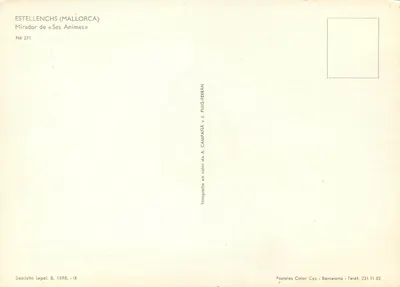 Estellenchs (Majorca) — Mirador de «Ses Animes» — Postales Color Cyp, Barcelona — Verso
