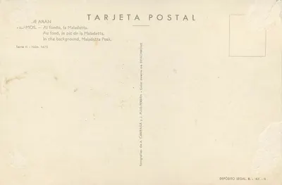 Vilamós — W tle, szczyt Maladetty — A. Campaña y J. Puig-Ferrán, seria II, nr 1675 — Rewers