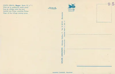 Bagur — Costa Brava — seria 15, nr 1, wydawca Zerkowitz — Rewers