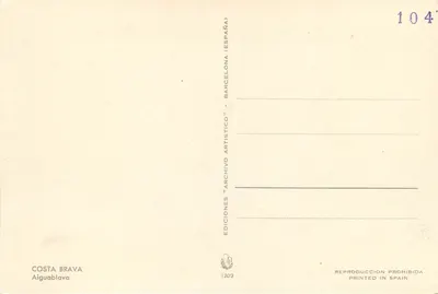 Costa Brava — Aiguablava — Edições Ediciones Artísticos — Verso
