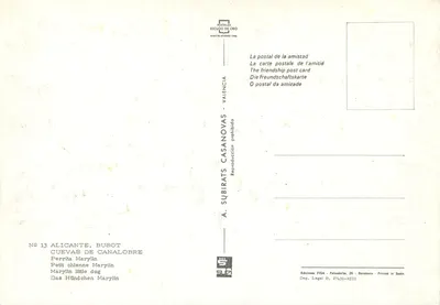 Cuevas de Canalobre — Alcante, Busot — Uitgever A. Subirats Casanovas, n° 13 — Achterkant