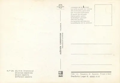 Oliva — Różne aspekty — subirats casanovas, N.º 25 — Rewers