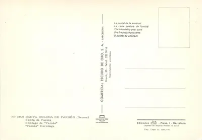 Ermitaż Farnés — Santa Coloma de Farnés (Gérone) — Comercial Escudo de Oro, nr 3808 — Rewers