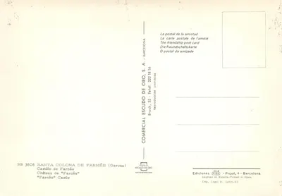 Castelo de Farnés — Santa Coloma de Farnés (Gérone) — Comercial Escudo de Oro, n° 3806 — Verso