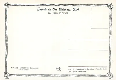 Mallorca - San Agustín — Cas Català — Escudo de Oro Baleares, S.A. nr 3406 — Rewers