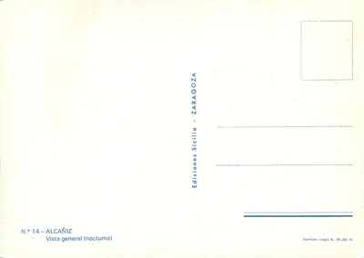 Alcañiz — Ogólny widok nocny — Wydawnictwo Sicilia - Zaragoza, nr 14 — Rewers