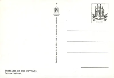 Santuario de San Salvador — Felanitx, Majorca — Casa Planas, série 6 — Verso